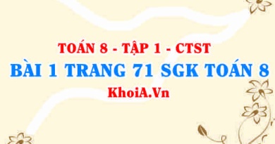 Bài 1 trang 71 SGK Toán 8 Tập 1 Chân trời sáng tạo